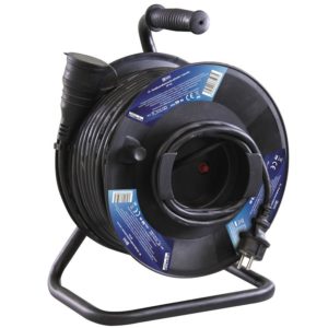 Venkovní prodlužovací kabel na bubnu 50 m / 1 zásuvka / černý / guma / 230 V / 1