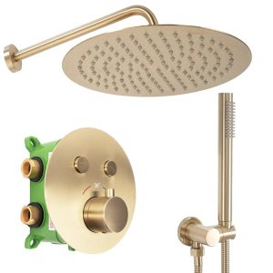 Podomítkový sprchový set s termostatem Lungo-Miller Rea P6716 zlatý kartáčovaný povrch